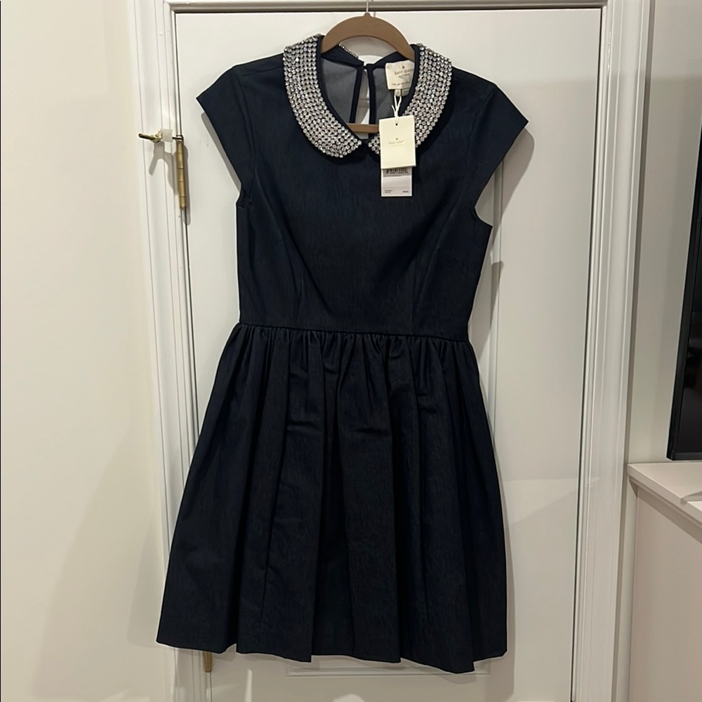 kate spade Navy Dress with White Beaded Peter Pan Collar - Picture 4 of 8